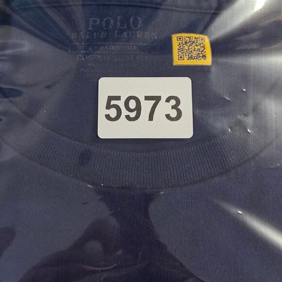 Polo Ralph Lauren Mens Large Navy Blue Long Sleeve T Shirt Red Logo - Picture 11 of 11